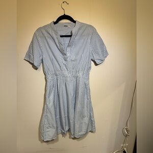 Short sleeve blue/white strip summer dress (Size:M)